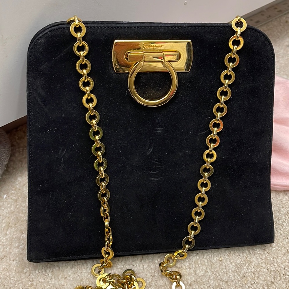 Suede Ferragamo bag